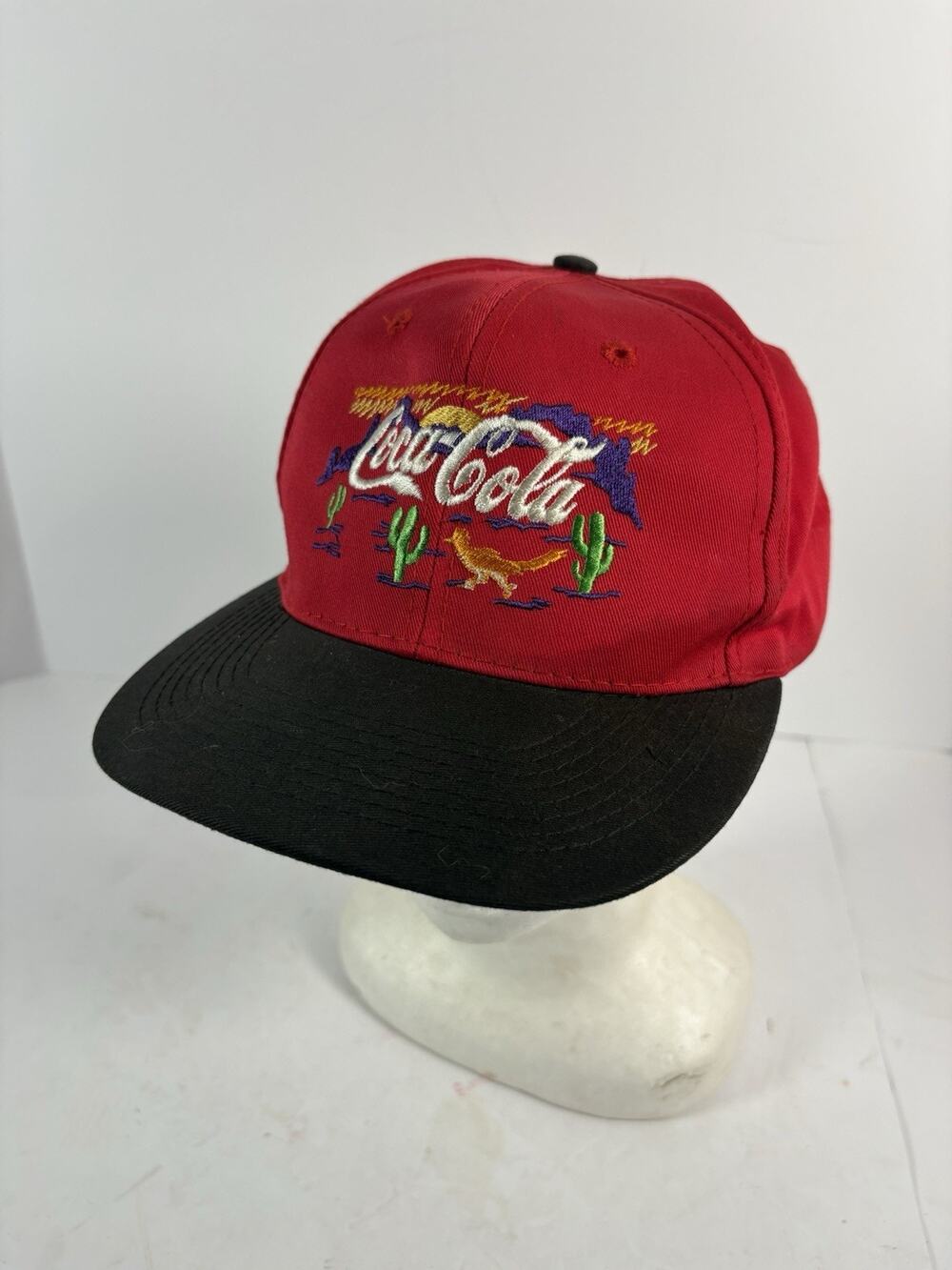 Vintage 90s Coca Cola Phoenix Operations Snapback Hat Red Black Desert Cactus
